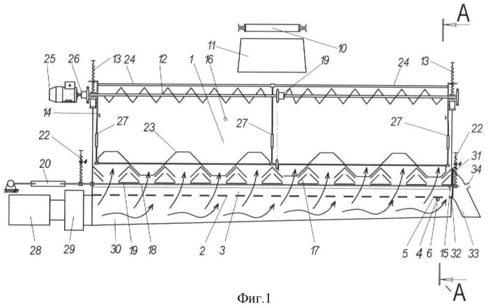 Аэрожелоб универсальный для сушки сыпучих и несыпучих материалов (патент 2365837)