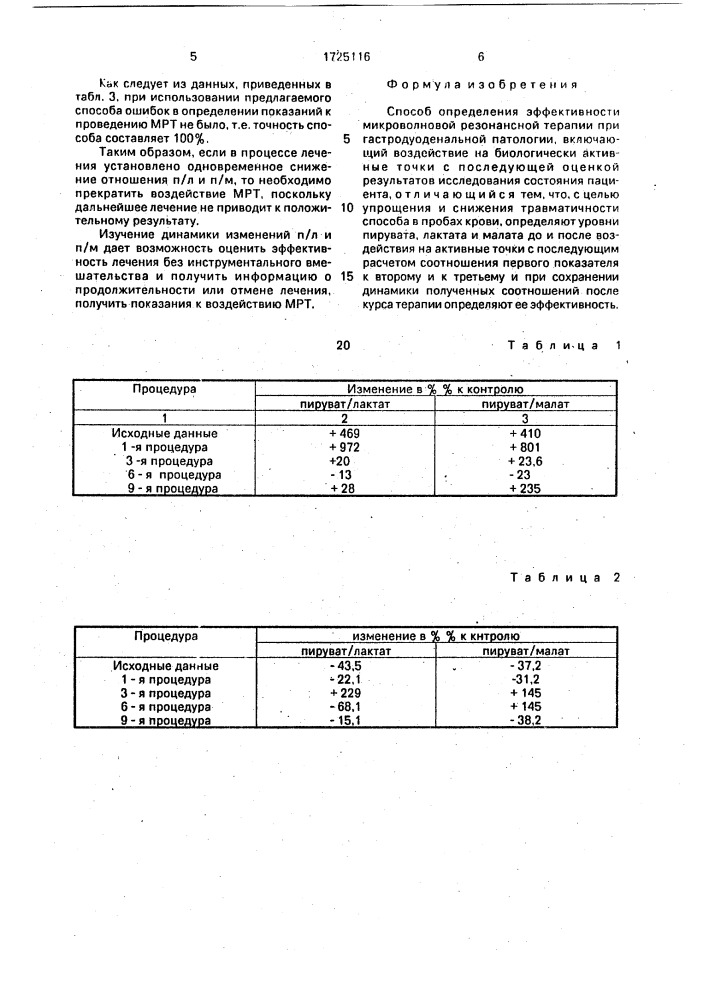 Способ определения эффективности микроволновой резонансной терапии при гастродуоденальной патологии (патент 1725116)