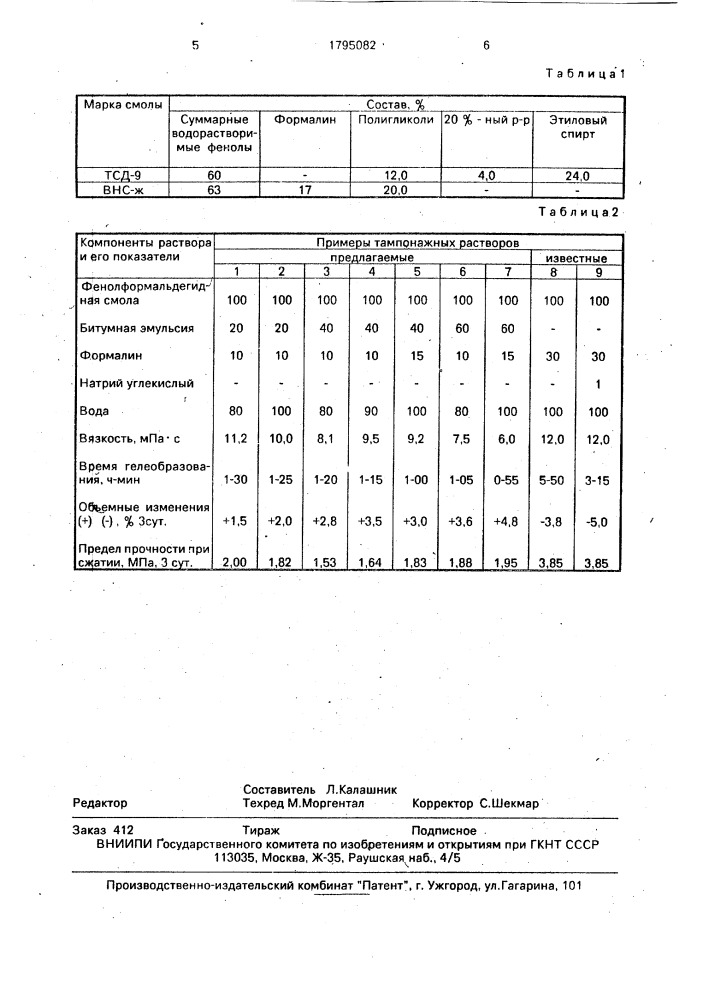 Тампонажный раствор (патент 1795082)