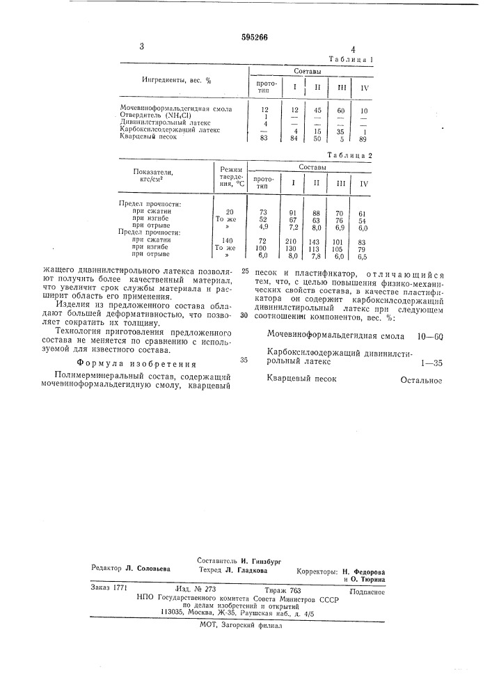 Полимерминеральный состав (патент 595266)