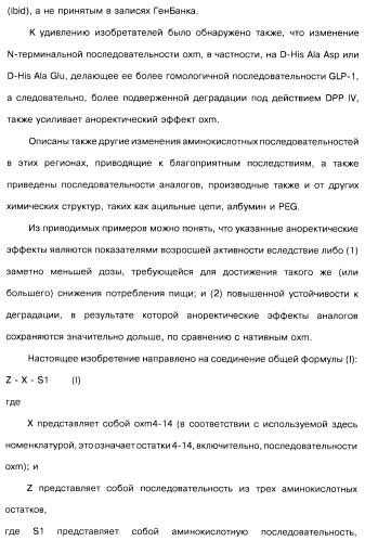Соединения оксинтомодулина (варианты), фармацевтическая композиция на их основе, способы лечения и профилактики ожирения и сопутствующих заболеваний (варианты) и лекарственное средство (варианты) (патент 2485135)