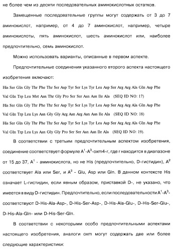 Соединения оксинтомодулина (варианты), фармацевтическая композиция на их основе, способы лечения и профилактики ожирения и сопутствующих заболеваний (варианты) и лекарственное средство (варианты) (патент 2485135)