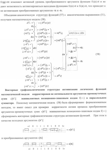 Функциональная структура корректировки аргументов промежуточной суммы &#177;[s&#39;&#39;i] параллельного сумматора в позиционно-знаковых кодах f(+/-) (патент 2362204)