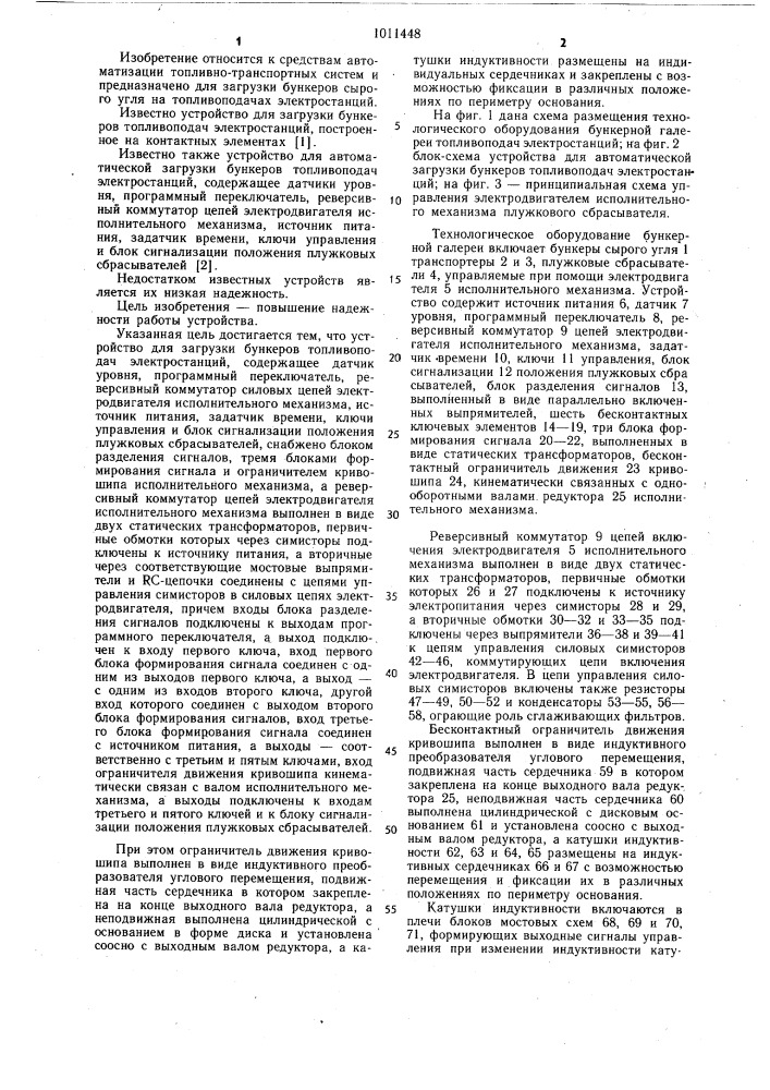 Устройство для загрузки бункеров топливоподач электростанций (патент 1041448)