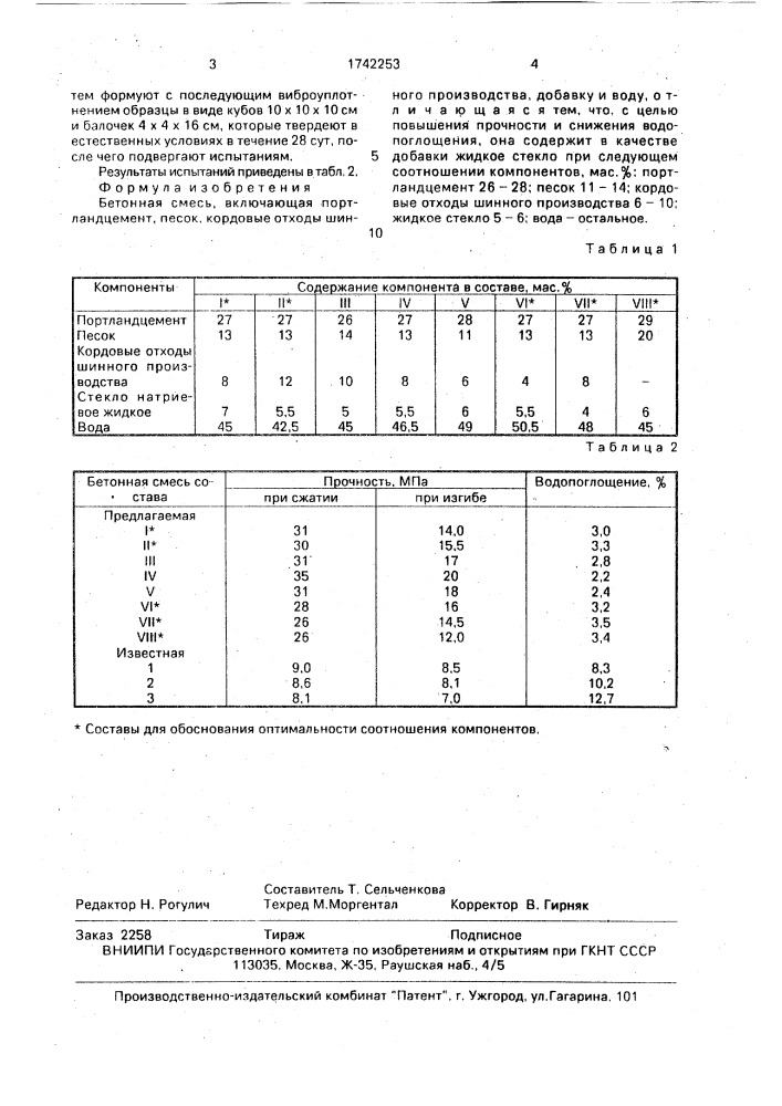 Бетонная смесь (патент 1742253)