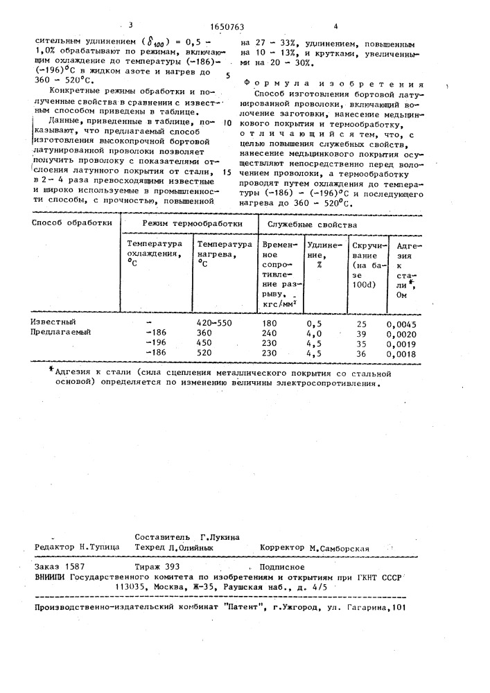 Способ изготовления бортовой латунированной проволоки (патент 1650763)
