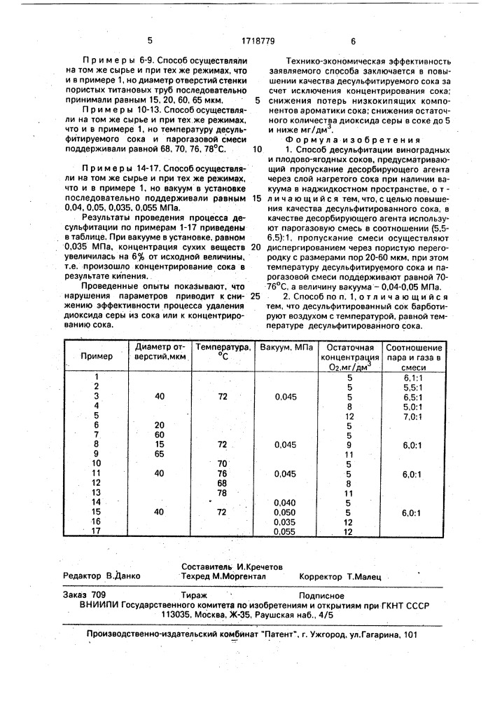 Способ десульфитации виноградных и плодово-ягодных соков (патент 1718779)