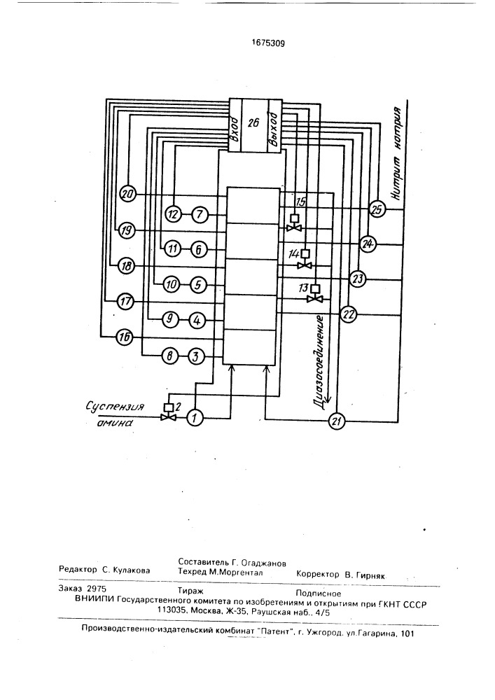 Способ автоматического регулирования процесса диазотирования (патент 1675309)
