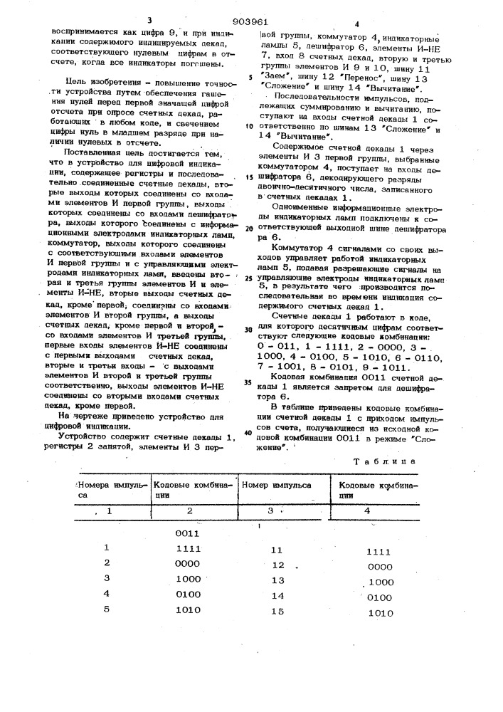 Устройство для цифровой индикации (патент 903961)