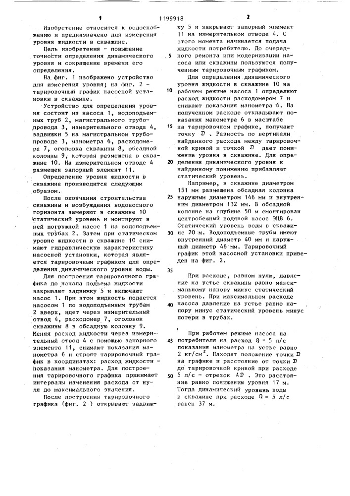 Способ определения динамического уровня жидкости в скважине (патент 1199918)