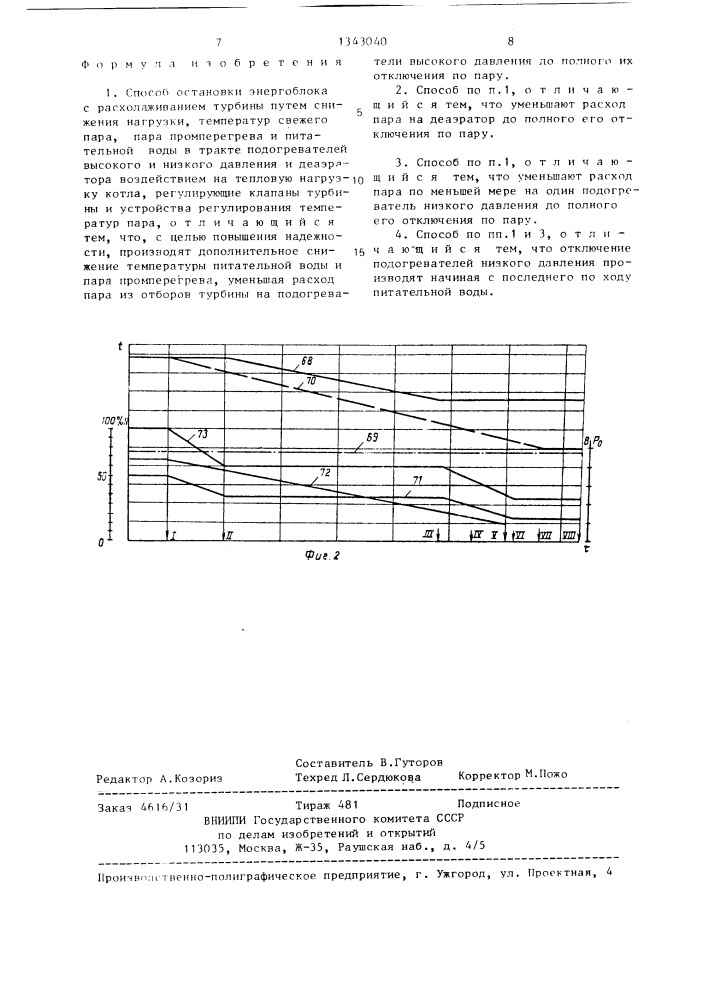 Способ остановки энергоблока с расхолаживанием турбины (патент 1343040)