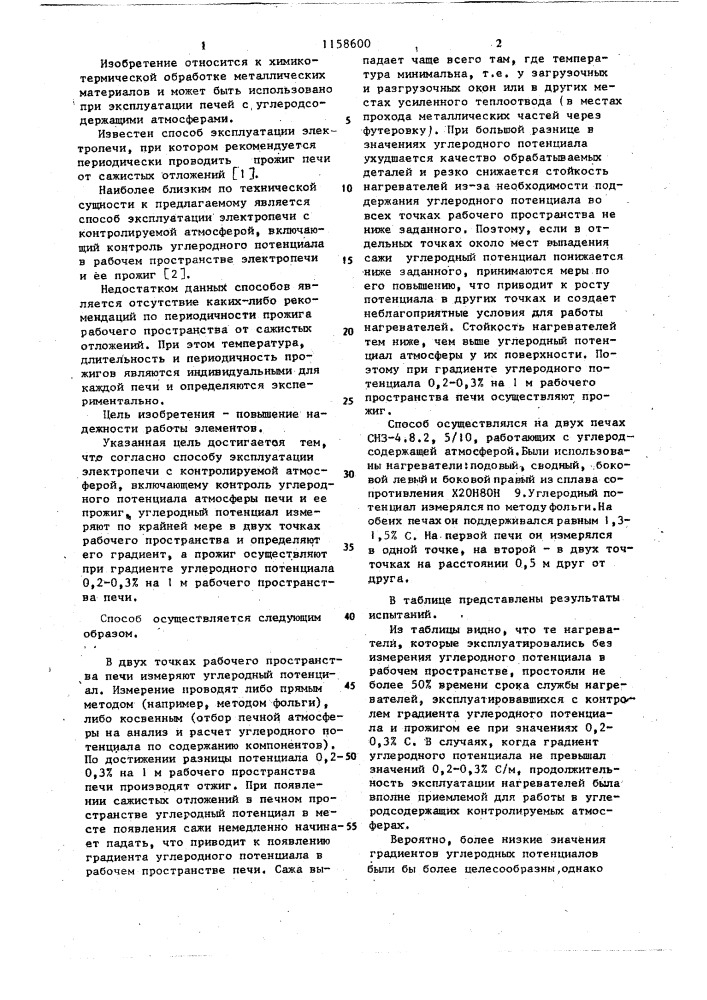 Способ эксплуатации электропечи с контролируемой атмосферой (патент 1158600)