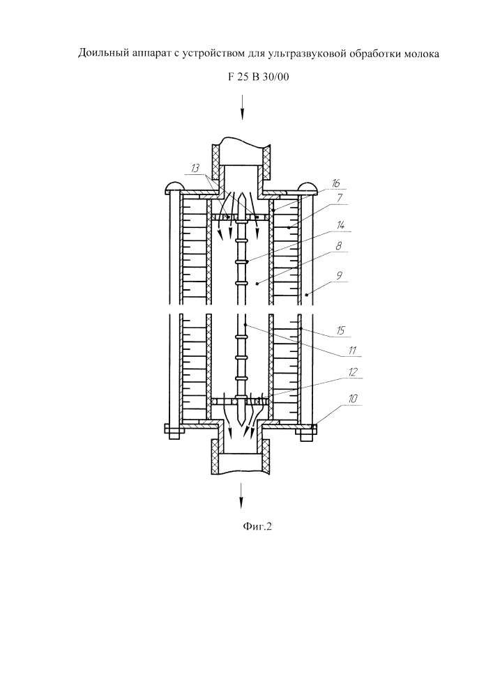 Устройство для ультразвуковой обработки молока проточного типа (патент 2603101)