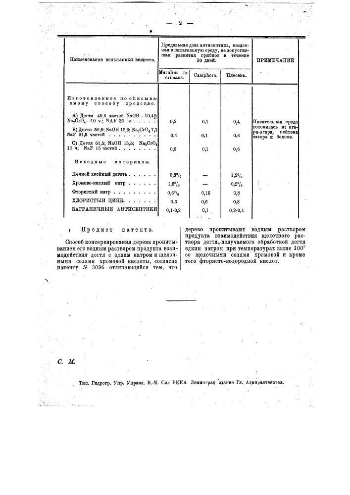 Способ консервирования дерева (патент 13938)