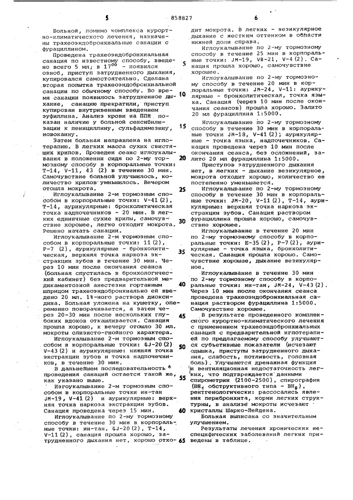 Способ лечения хронических неспецифических заболеваний легких (патент 858827)