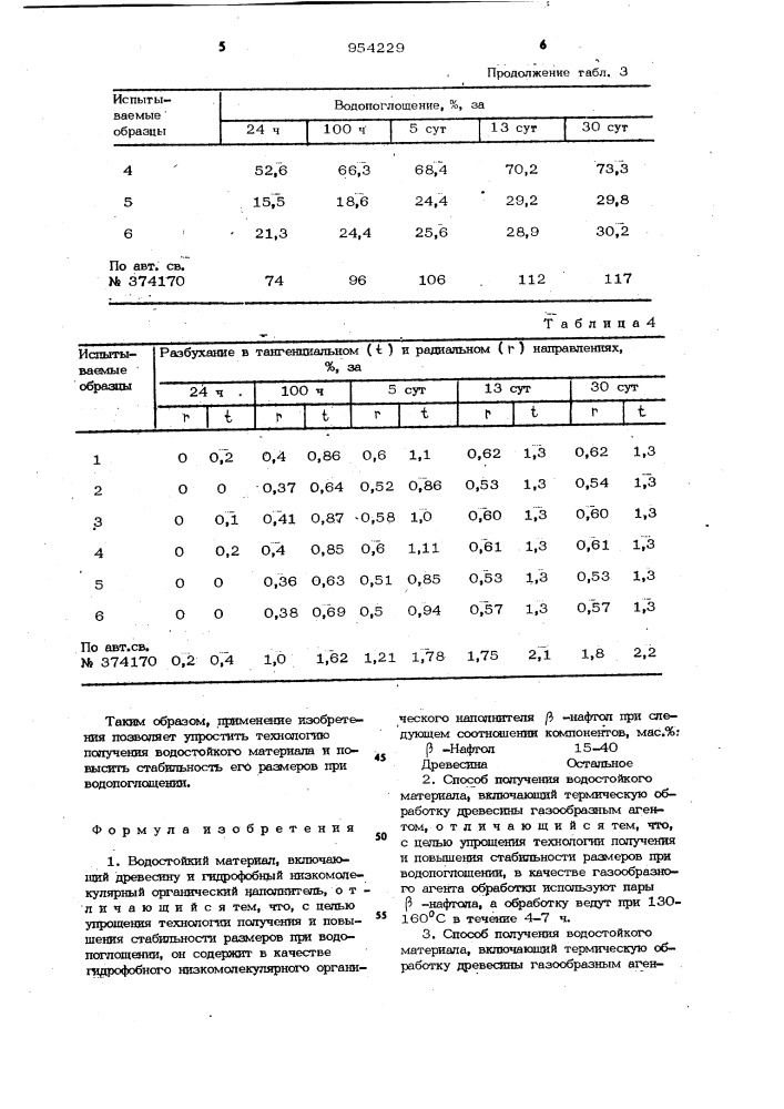 Водостойкий материал и способ его получения (его варианты) (патент 954229)