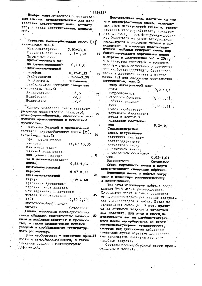 Полимербетонная смесь (патент 1126557)