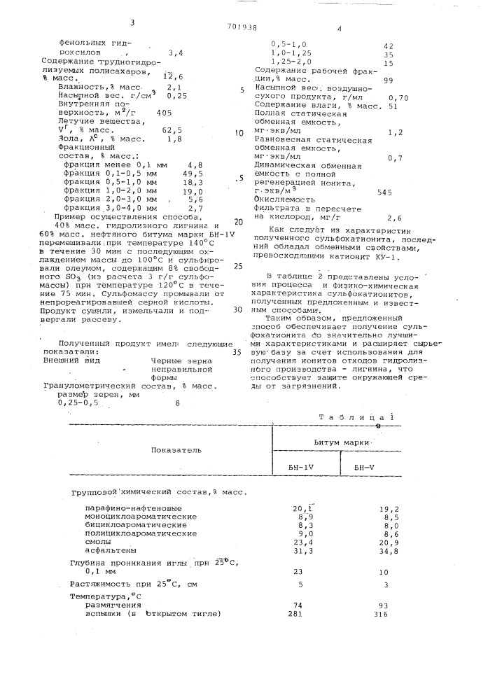 Способ получения сульфокатионита (патент 701938)