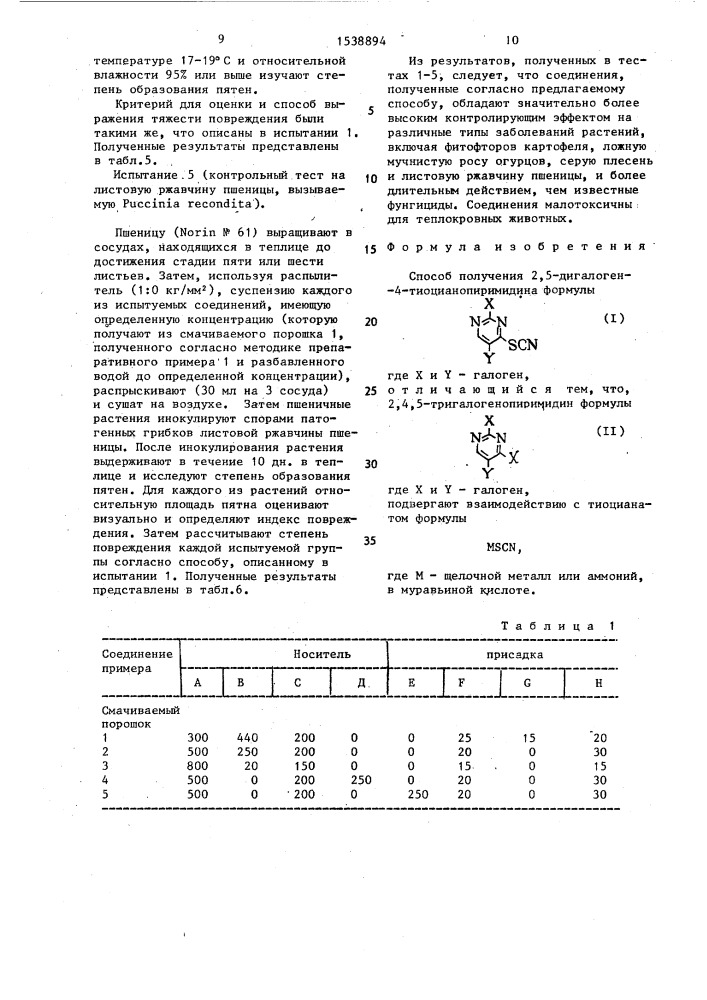 Способ получения 2,5-дигалоген-4-тиоцианопиримидина (патент 1538894)