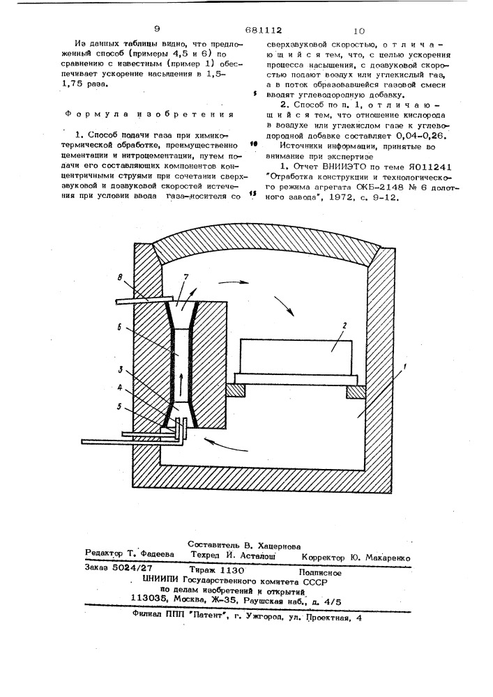Способ подачи газа при химико-термической обработке (патент 681112)