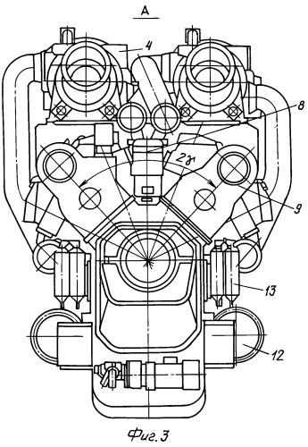 W-образный двигатель внутреннего сгорания на базе v-образного двигателя (патент 2265740)