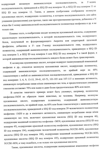 Способ получения фактора, связанного с контролем над потреблением пищи и/или массой тела, полипептид, обладающий активностью подавления потребления пищи и/или прибавления в весе, молекула нуклеиновой кислоты, кодирующая полипептид, способы и применение полипептида (патент 2418002)