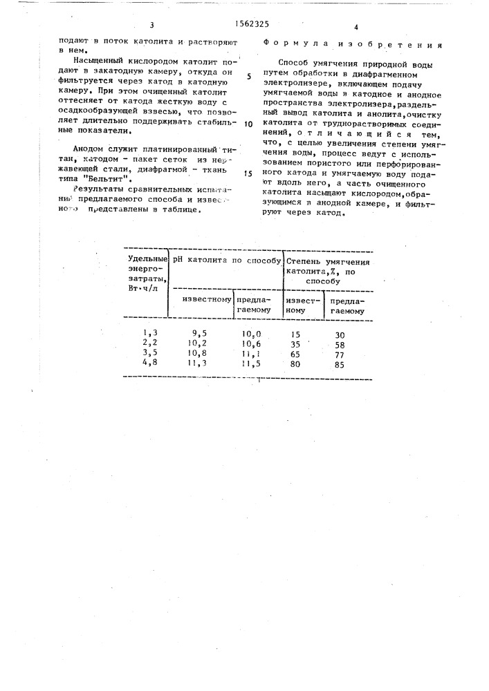 Способ умягчения природной воды (патент 1562325)