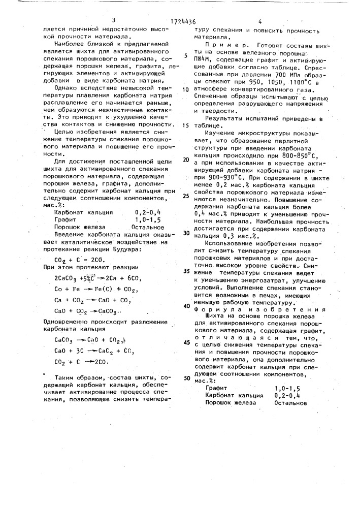 Шихта на основе порошка железа для активированного спекания порошкового материала (патент 1724436)