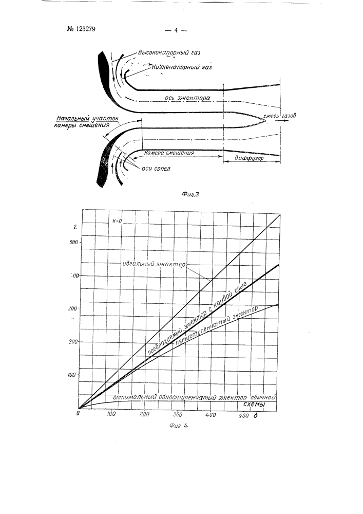 Газовый или паровой эжектор с криволинейной осью системы васильева (патент 123279)