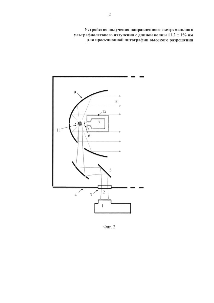 Устройство получения направленного экстремального ультрафиолетового излучения с длиной волны 11,2 нм ±1% для проекционной литографии высокого разрешения (патент 2633726)