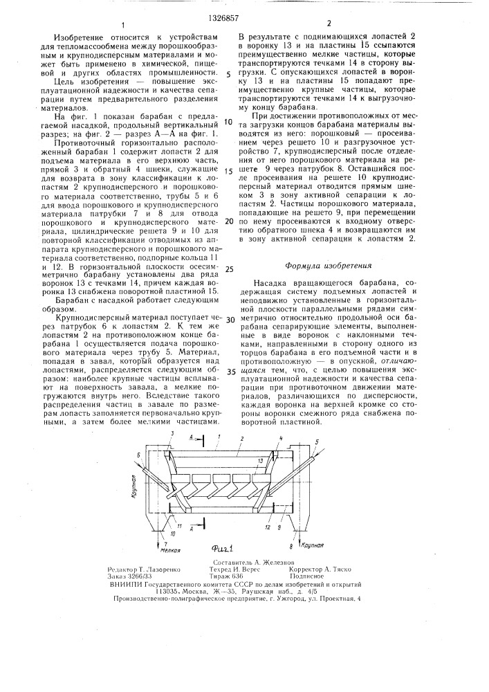 Насадка вращающегося барабана (патент 1326857)