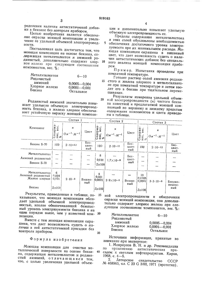 Моющая композиция для очисткиметаллической поверхности (патент 819163)