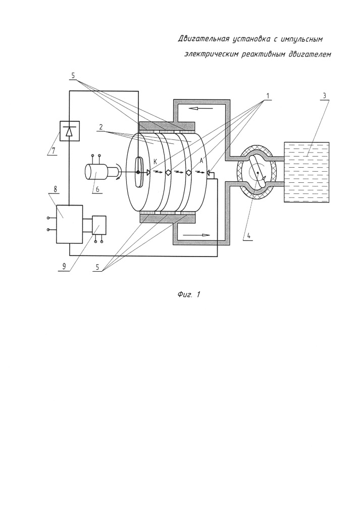Двигательная установка с импульсным электрическим реактивным двигателем (патент 2666918)