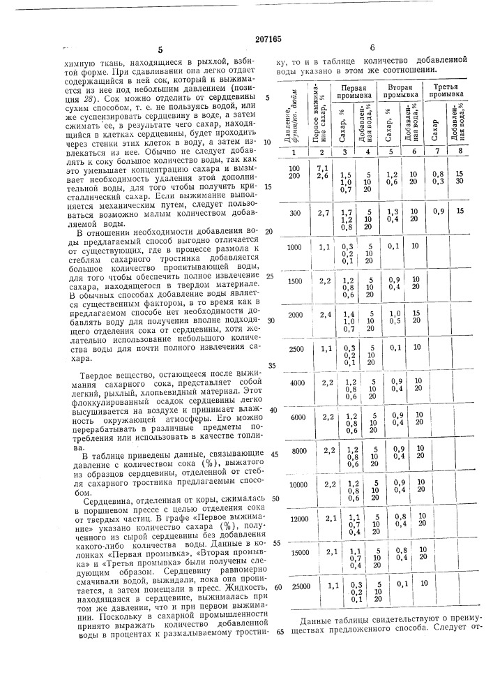 Способ переработки стеблей сахарного тростника (патент 207165)