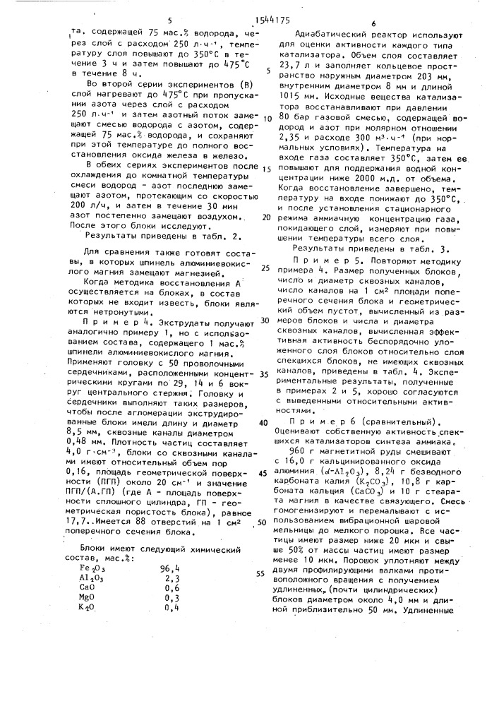Предшественник катализатора для синтеза аммиака (патент 1544175)