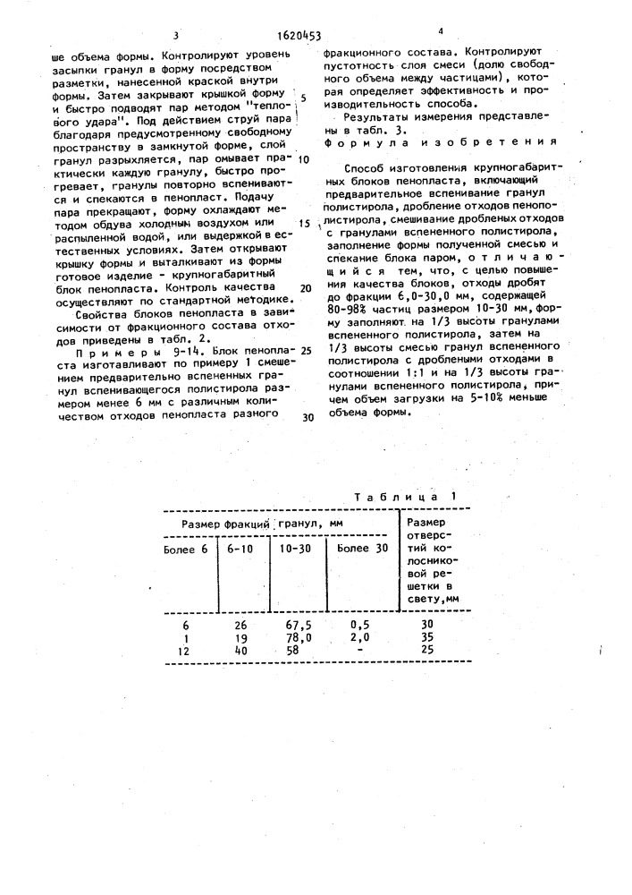 Способ изготовления крупногабаритных блоков пенопласта (патент 1620453)