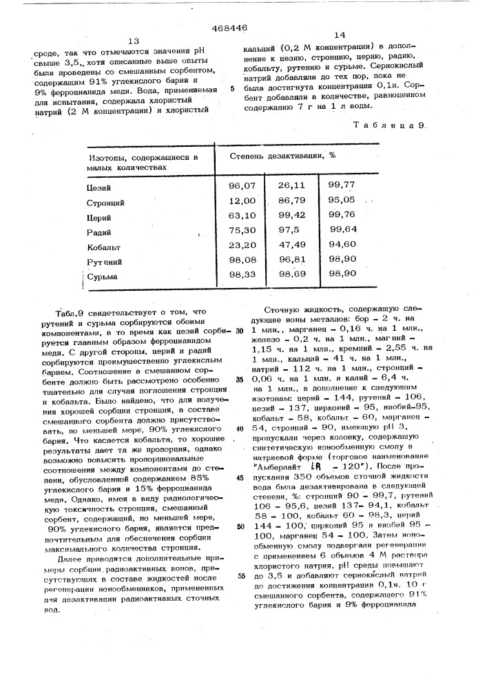 Способ дезактивации радиоактивных жидкостей (патент 468446)