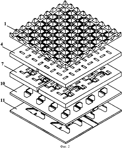 Фазированная антенна с двумя ортогональными линейными пространственными поляризациями (патент 2365001)
