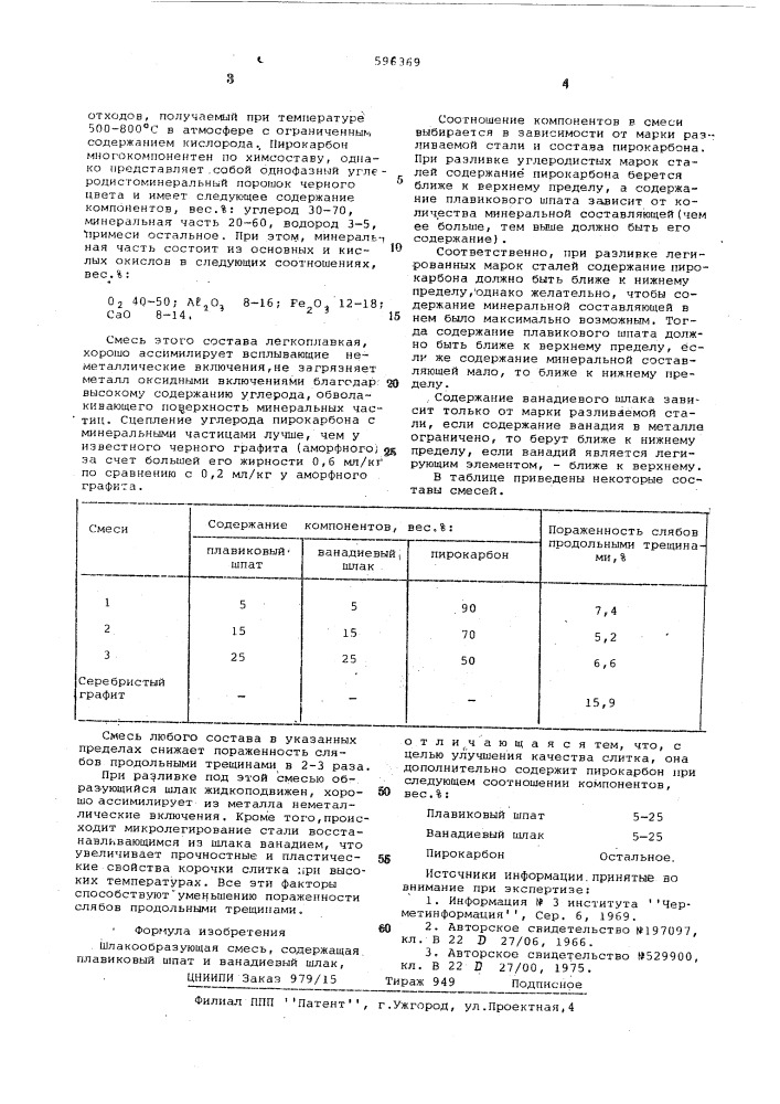 Шлакообразующая смесь (патент 596369)