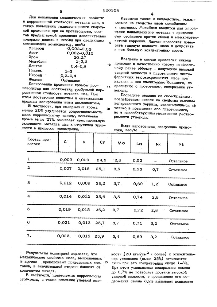 Состав сварочной проволоки (патент 620358)