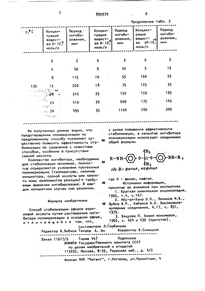 Способ стабилизации эфиров акриловой кислоты (патент 895979)