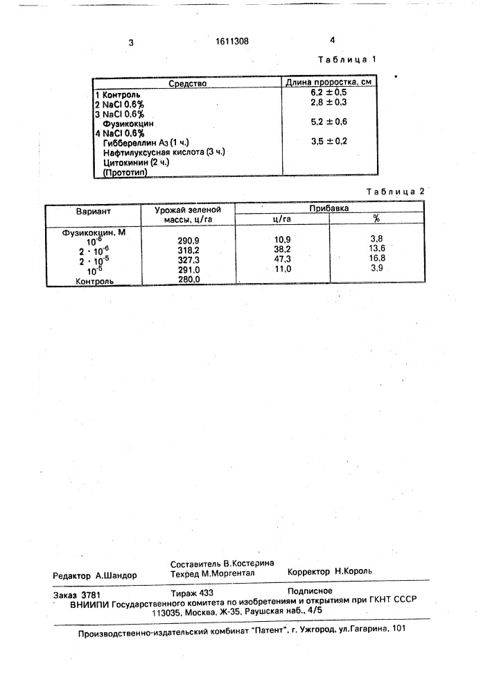 Средство, повышающее солеустойчивость растений (патент 1611308)