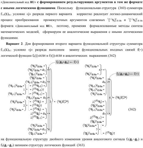 Функциональная выходная структура условно разряда &quot;j&quot; сумматора fcd( )ru с максимально минимизированным технологическим циклом  t  для промежуточных аргументов слагаемых (2sj)2 d1/dn &quot;уровня 2&quot; и (1sj)2 d1/dn &quot;уровня 1&quot; второго слагаемого и промежуточных аргументов (2sj)1 d1/dn &quot;уровня 2&quot; и (1sj)1 d1/dn &quot;уровня 1&quot; первого слагаемого формата &quot;дополнительный код ru&quot; с формированием результирующих аргументов суммы (2sj)f(2n) &quot;уровня 2&quot; и (1sj)f(2n) &quot;уровня 1&quot; в том же формате (варианты русской логики) (патент 2480814)
