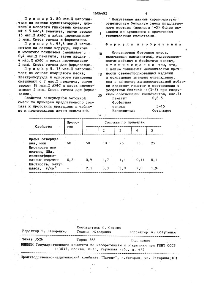 Огнеупорная бетонная смесь (патент 1606493)