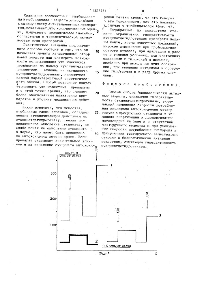 Способ отбора физиологически активных веществ, снижающих гиперактивность сукцинатдегидрогеназы (патент 1587451)