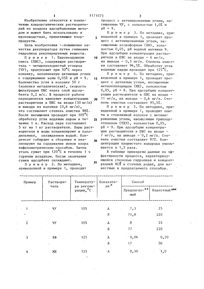 Способ рекуперации хлорорганического растворителя (патент 1171073)