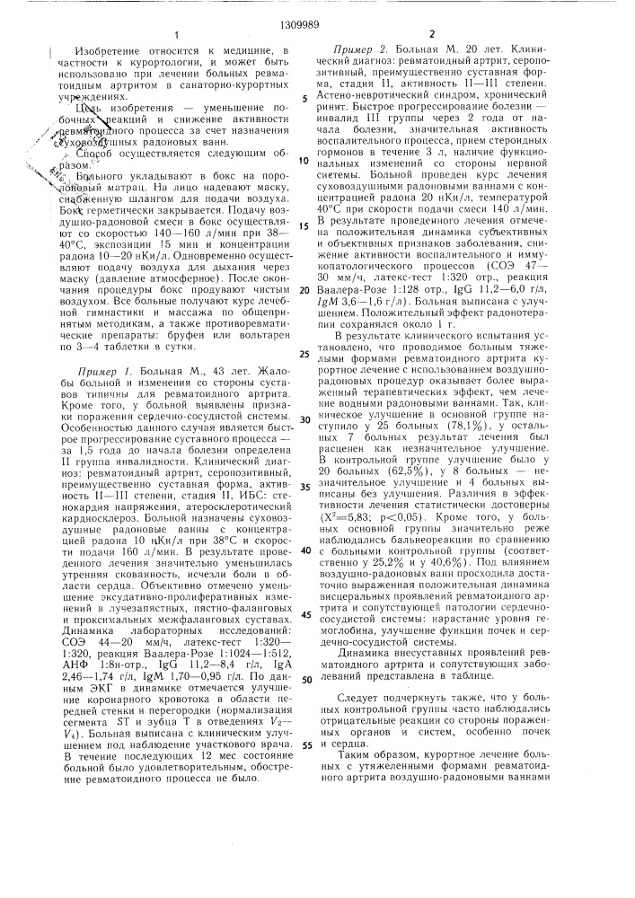 Способ лечения утяжеленных форм ревматоидного артрита (патент 1309989)