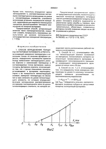 Способ определения толщины футеровки теплового агрегата (патент 2003021)