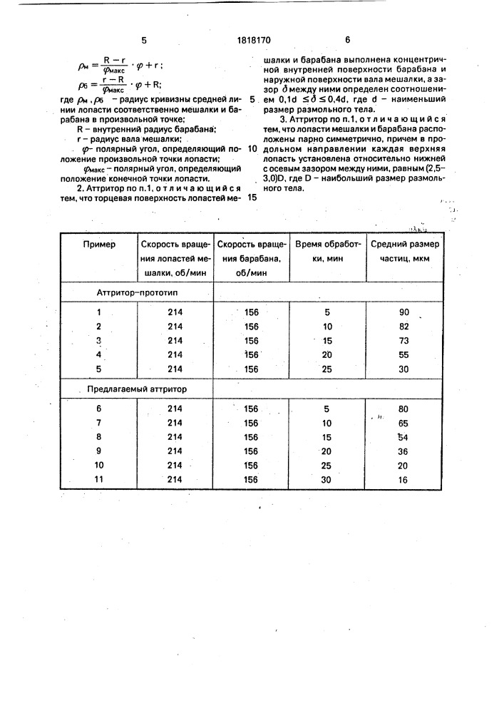 Аттритор (патент 1818170)