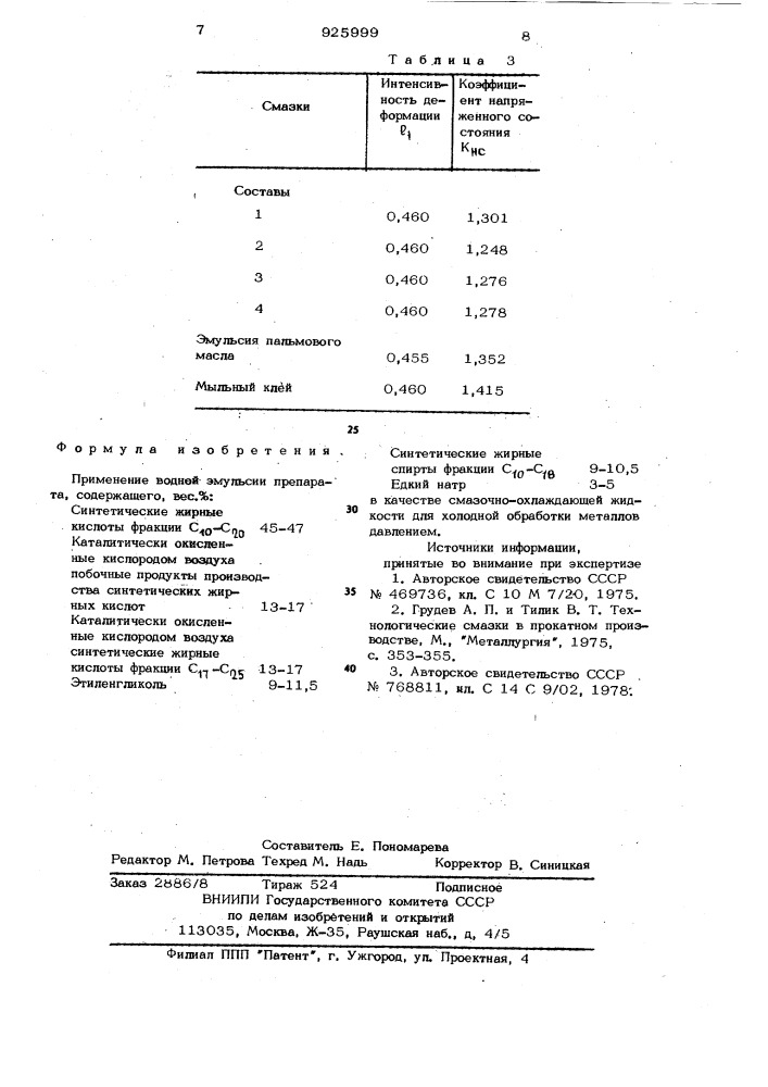 Смазочно-охлаждающая жидкость для холодной обработки металлов давлением (патент 925999)